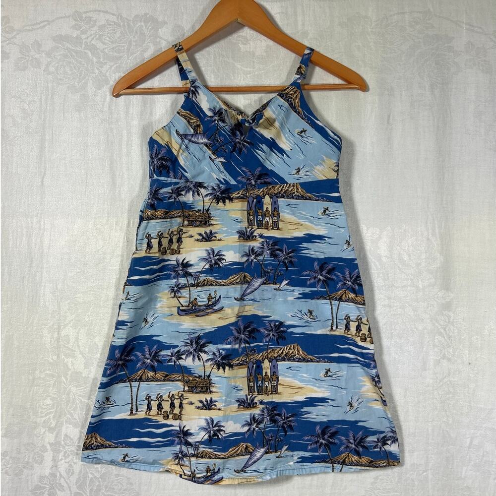 Hilo Hattie Dress Kids Large 10 12 Blue Tropical Hawaiian Sundress Aloha